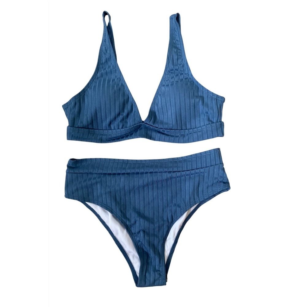 Shein Bikini Swimsuit 2 PC Blue High Waist Size Medium (Measures Like A Small)
